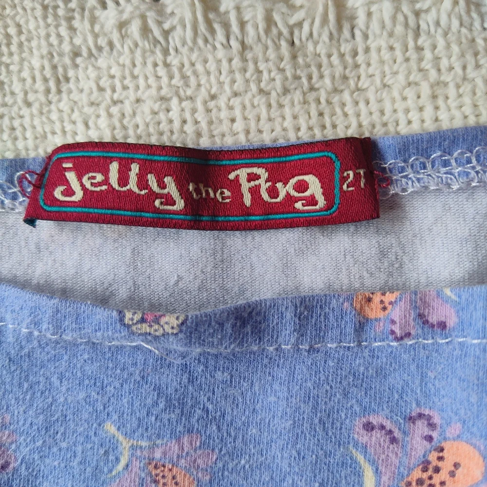 Jelly the Pug Dress Size 2t Sleeveless Butterflies Lovebirds Pink Purple… - Picture 3 of 8